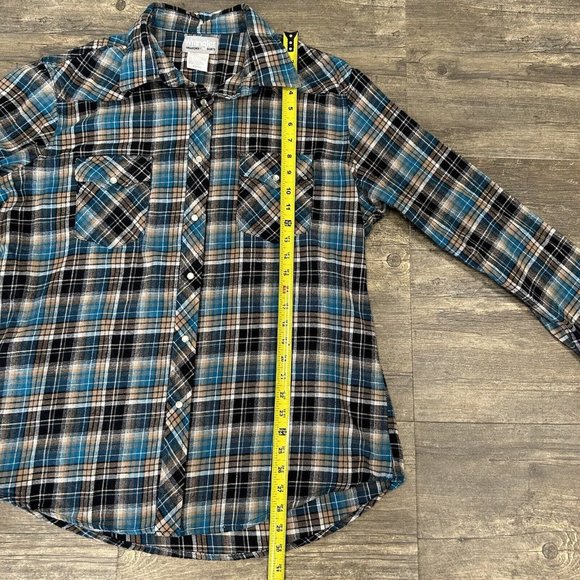 Wrangler Plaid Western Pearl Snap Button Up Shirt Men Size XL Flannel - Picture 7 of 9